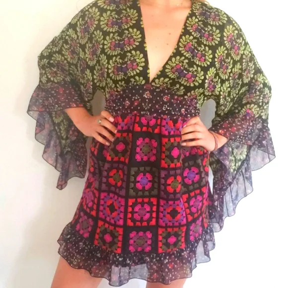 Anna Sui | Dresses | Anna Sui Printed Mini Dress | Poshmark